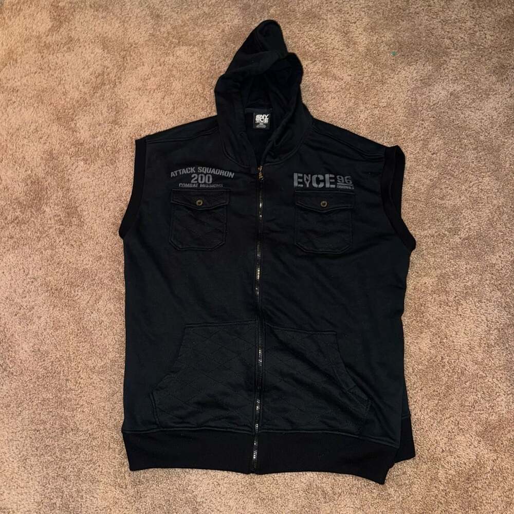 Enyce Strike Fighter Zip Hooded Vest Size 4XL Black